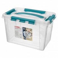 Ящик для хранения универсальный с замками GRAND BOX, голубой, 29*19*18см, 6,65 л