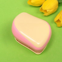 Расческа массажная компактная Harizma, цвет жёлтый/розовый, в пластиковой коробке, 8*6см