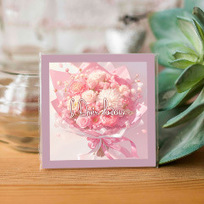 Карточка  С Днем Рождения (букет розовых цветов)