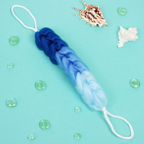 Мочалка для тела полипропиленовая Косичка-Премиум, цвет сине/голубой, 31*5см, 60грамм, Zip пакет