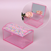 Шкатулка пластиковая с зеркалом KiKi HAUS, сундучок, цвет розовый, 14.5*9.5*9см (в пакете)