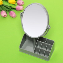 Зеркало настольное с органайзером для косметики Beauty, цвет зеленый, 31*18см