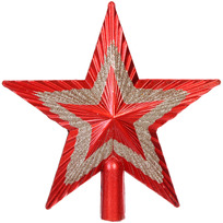 Звезда на ёлку Сияние 20 см, Красный/серебро