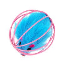 Игрушка - мячик для кошек ИГРУЛИК, мышка, цвет розовый / голубой, d - 6см