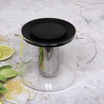 Чайник заварочный стеклянный 1500мл Хай-Тек с металлическим ситом и пластиковой крышкой Селфи