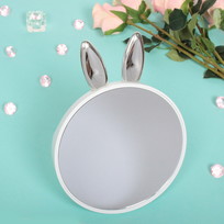Зеркало настольное с отделением для аксессуаров Beauty - Bunny, цвет розовый и белый, d-17см, 20см