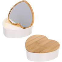 Зеркало настольное - органайзер с бамбуковой крышкой БРАМИНГЕМ, цвет белый, 16*14,5*5см (коробка)
