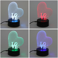 Светильник ночник 3D-LOVE на пластиковой подставке, с включателем USB