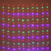 Гирлянда для дома ЗАНАВЕС Водопад ш1,5* в2,5 м 240 ламп LED, прозрач.пров, 8 реж, IP-20, Мультицвет (возможность соединения)