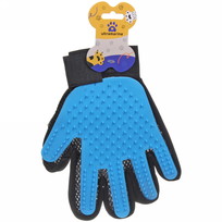 Расческа - перчатка для собак и кошек ЛАПКИ и ЦАРАПКИ, на липучке, цвет голубой, 23см (подвес)