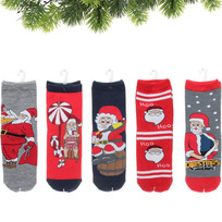 Носки новогодние Дед мороз, микс 5 цветов, р-р36-42 (крючок, пакет, стикер)