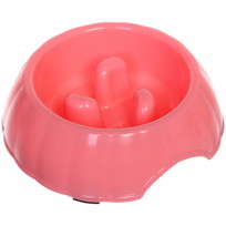 Миска пластиковая для медленного кормления Зиг-Заг 18*5,5см цвет розовый/350мл