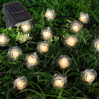 Гирлянда для улицы Нежный цветок 3 м 20 ламп LED чёрный провод, 2 реж.,IP-55, Теплый белый (солнечная батарея)