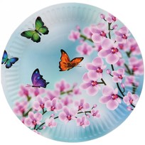 Тарелка бумажная 18 см в наборе 10 шт Бабочки