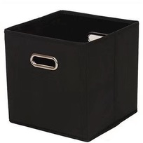 Короб - органайзер складной стеллажный для хранения вещей с ручками УЮТДОМА, цвет черный, 28*27*28см