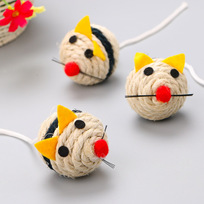 Игрушка - мышка для кошек ЦЕПКИЕ ЛАПКИ, канатная, микс 3 цвета, 6см (пакет с хедером)