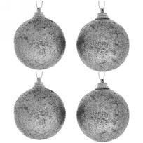 Новогодние шары 5 см (набор 4 шт) Блестящее напыление, серебро