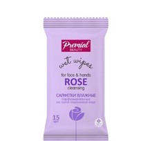 Салфетки влажные PREMIAL la fleur очищающие ароматерапия, роза 15шт