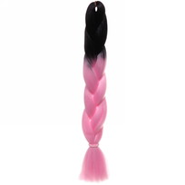 Цветная коса канекалон Необыкновенная 100г, 55 см, чёрный/розовый