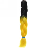 Цветная коса канекалон Необыкновенная 100г, 55 см, чёрный/желтый