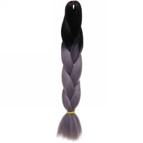 Цветная коса канекалон Необыкновенная 100г, 55 см, чёрный/пепельный