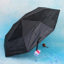 Зонт мужской механический Ultramarine, коричневая ручка, цвет черный, 8 спиц, d-105см, длина в слож. виде 24см