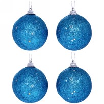 Новогодние шары 5 см (набор 4 шт) Блестящее напыление, голубой