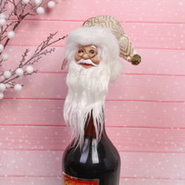 Украшение на бутылку Дед Мороз 15 см, золотой колпачок