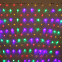 Гирлянда для дома СЕТКА ш2,0* в1,5м 144 лампы LED, прозр.пров.,8 реж, IP-20, Мультицвет (возможность соединения)
