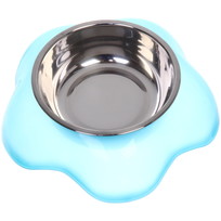 Миска пластиковая с металлической чашкой Цветок 16,5*4,2см цвет голубой/150 и 200мл