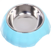 Миска пластиковая с металлической чашкой Классик 16*5см цвет голубой