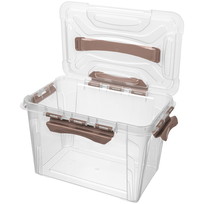Ящик для хранения универсальный с замками GRAND BOX, коричневый, 29*19*18см, 6,65л