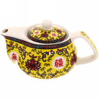 Чайник заварочный керамический 200мл с ситом Китайские узоры желтый