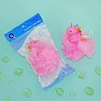Мочалка-шар для тела полипропиленовая детская Baby Boom - Единорожек, цвет розовый, 20гр, d-11см