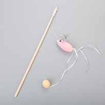 Игрушка - дразнилка на палочке ЦапЦап, мышка с колокольчиком, цвет розовый, 40см ( пакет с подвесом)