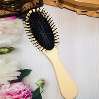 Расческа массажная деревянная Beautiful hairstyle, форма овал, пластиковые зубья, 21см
