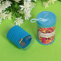 Резинки для волос детские в тубе 9шт ЗАБАВА, цвет голубой, d-4см (наклейка Кокетка)