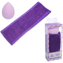 Набор косметический повязка и спонж FRIDA, цвет фиолетовый, 17,5*7см