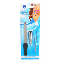 Маникюрный набор на блистере, 3 предмета Ultramarine - Ваши ручки (пилка металлическая, кусачки и пинцет)