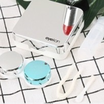 Набор для хранения контактных линз МАРЦИПАН, с зеркалом, цвет серебро, 6.3*6.2*3.2см, (пакет с подвесом)