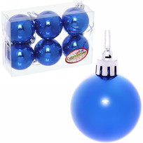 Новогодние шары 4 см (набор 6 шт) Глянец, синий