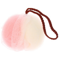 Мочалка нейлоновая Premium - PORTENO, цвет белый / розовый, 50гр, (ZIP пакет)