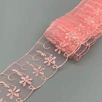 920-04 Кружево шитье на капроне, ш. 6 см, цв. Розовый (15 ярдов)