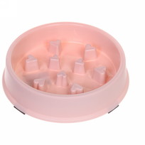 Миска пластиковая для медленного кормления Колор-Сердечки 19,5*18*4,3см цвет нежно-розовый