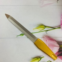 Пилка для ногтей металлическая на блистере Ultramarine, цвет ручки золото, цвет пилки серебро,12,5см