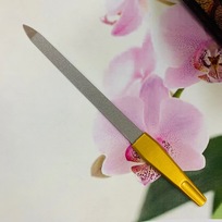 Пилка для ногтей металлическая на блистере Ultramarine, цвет ручки золото, цвет пилки серебро,16,5см