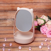 Зеркало настольное с отделением для мелочей KiKi Touch, розовый, 14,5*11см