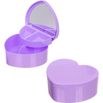 Шкатулка пластиковая с зеркалом KiKi HAUS, сердце, цвет сиреневый, 13.5*11.5*5.5см (в коробке)