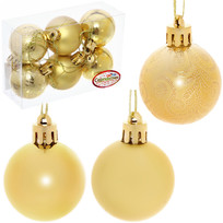 Новогодние шары 4 см (набор 6 шт) Микс фактур, золотой