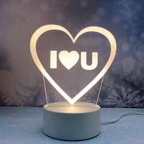Светильник ночник 3D-Признание в любви на пластиковой подставке, с включателем USB